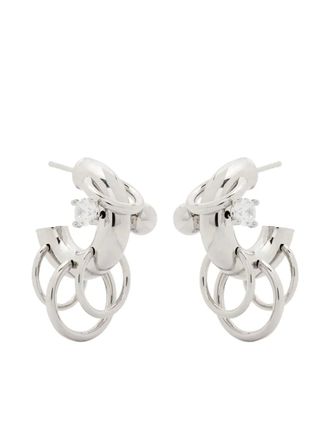 Panconesi Serpent crystal-embellished hoop earrings - women - Rhodium Plated Brass - OS - Silver