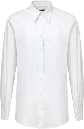 Dolce & Gabbana Long Sleeve Poplin Shirt - Heren - Zakelijke Overhemden - Wit - L - Katoen - Overhemden