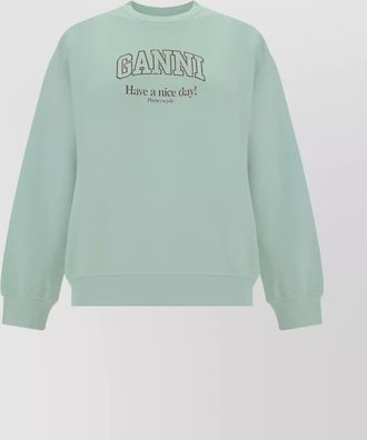 Ganni printed design oversized cotton sweatshirt