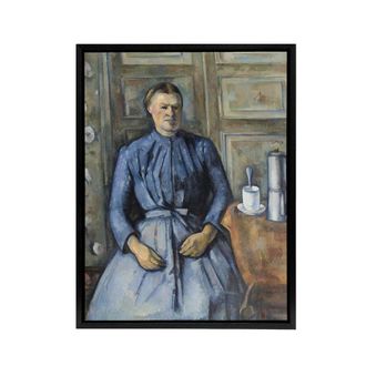 Artery8 Woman with a Coffeepot Portrait Paul Cezanne Framed Canvas Wall Art | Size: W24 x H32