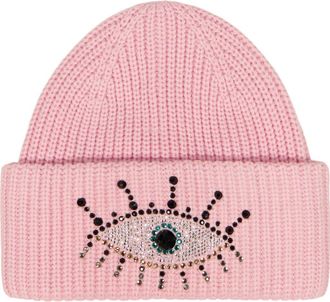 Kurt Geiger Beaded Evil Eye Beanie in Fuchsia at Nordstrom Rack
