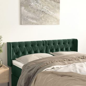 vidaXL Cabecero De Terciopelo Verde Oscuro 163x16x78/88 Cm Vidaxl