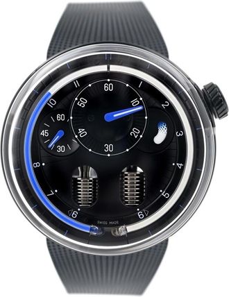 HYT Pre-owned HYT H0 Black & Blue Hand Wind Black Dial Mens Watch H01059-A