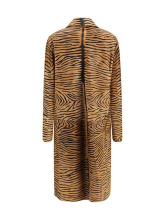 Fendi Tiger Print Calf Suede Coat - Yellow