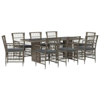 vidaXL Set Da Pranzo Per Esterni 9 Pz Grigio Polyrattan Vidaxl