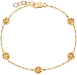Made by Mary Cubic Zirconia Birthstone Flower Station Bracelet in Gold August at Nordstrom, Size 7