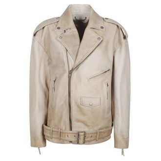 Golden Goose Leather Jackets, female, Beige, Size: XS Journey Leather Jacket