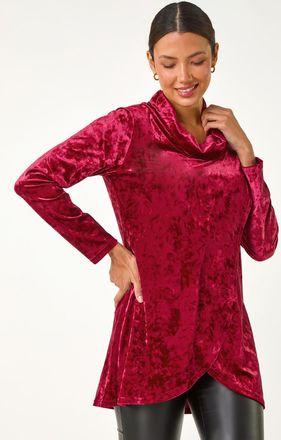 Roman Velvet Cowl Neck Stretch Top