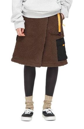 Gramicci Benette Faux Shearling Skirt in Black X Brown at Nordstrom Rack, Size X-Small