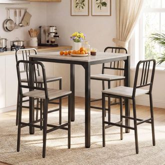 Costway Costway Counter Height Dining Table Set 5PCS Kitchen Bar Table & Chairs Set in Grey