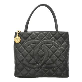 Chanel Black Grained Calfskin Tote Bag (Pre-Owned)