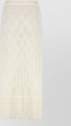 Le Kasha openwork-knit linen fitted skirt