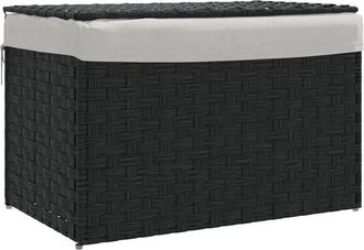 vidaXL Vidaxl - Cesto De Ropa Sucia Con Tapa Rat&aacute;n Sint&eacute;tico Negro 55,5x35x34cm