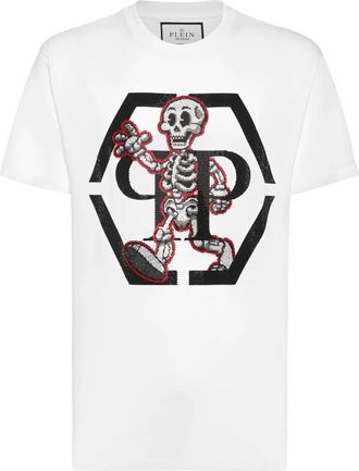 Philipp Plein T-Shirt Round Neck Skeleton - Heren - T-shirts - Wit - 3XL - Katoen - Tops
