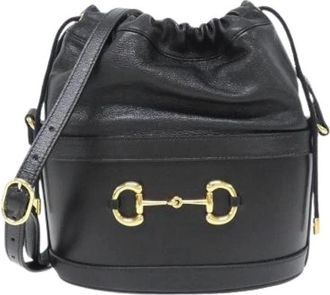 Gucci Pre-owned Bucket Bags, female, Black, Size: ONE SIZE Pre-owned Leather Bucket Bag