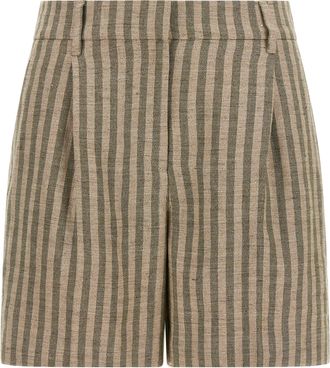 Brunello Cucinelli Bicolor Linen Bermuda Womens Shorts