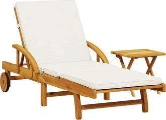 vidaXL Vidaxl - Tumbona Con Coj&iacute;n Y Mesa Madera Maciza De Acacia