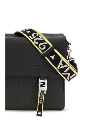 Fendi Mens Crossbody Bag Flow Mess Roman Leather Black Calf Shoulder