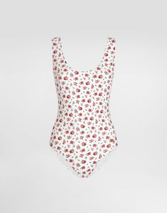 Dolce & Gabbana Small Rose-print One-piece Swimsuit - Woman Swimwear Multicolor 1