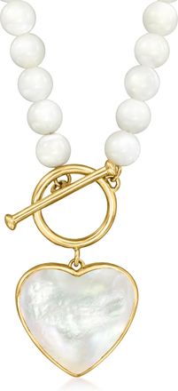 Ross-Simons Mother-Of-Pearl Heart Toggle Necklace in 18kt Gold Over Sterling