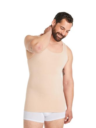 Finn Seamless Compression Vest Mens Without Seams - Figure-Shaping Shapewear Short Sleeve Shirt - Strong Body Shaper for Men Invisible Skin Colour Nude S