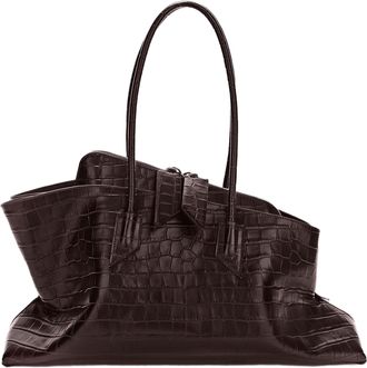 The Attico Crocodile-Print Leather Medium Shoulder Bag With Tubular Handles