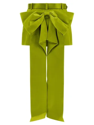 Self Portrait Structured Bow Maxi Skirt - Lime Green