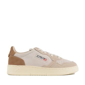 Autry Medalist Low Tricolor Sand And Cigar Color Suede Sneakers