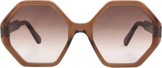 Ferragamo Brown Gradient Geometric Ladies Sunglasses SF1070S 210 55