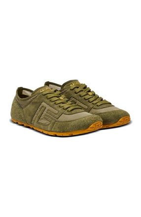 Balmain Racer 45 trainers in suede and ripstop nylon in Khaki at Nordstrom, Size 40
