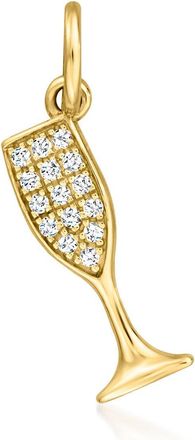 RS Pure by Ross-Simons 14kt Yellow Gold Champagne Flute Charm With Diamonds