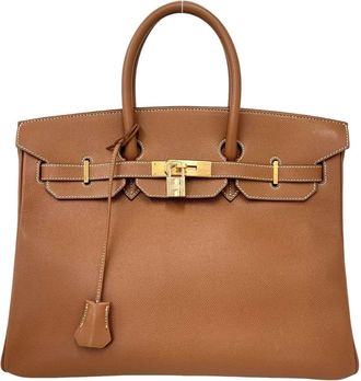 Herm&egrave;s Brown Courchevel Leather Handbag Tote Bag (Pre-Owned)