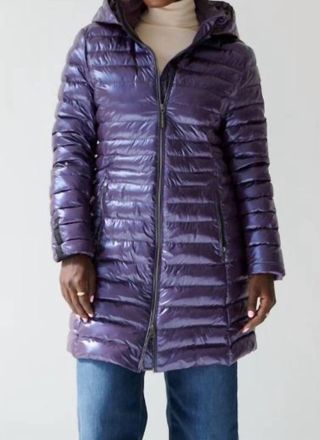 Eleven Elfs Julie Vegan Down Quilted Coat In Aubergine