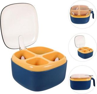 OEM Caja Especias Cocina 4 Compartimentos, Recipiente Pl&aacute;stico Reutilizable Especias Tapa, Organizador Especias Azul M&uacute;ltiples Compartimentos Cocinar