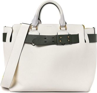 Burberry White Calfskin Leather Soft Grain Medium Belt Bag (Authentic Pre- Loved)