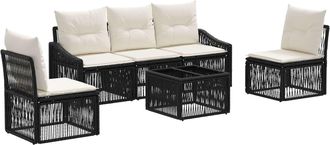 vidaXL Conjunto De Sof&aacute;s De Jard&iacute;n 6 Uds. Negro Rat&aacute;n Sint&eacute;tico Vidaxl
