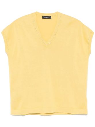 Fabiana Filippi sequin-embellished vest - women - Cotton - 40 - Yellow