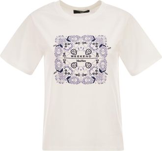 Max Mara Weekend Maxmara Wkdwest Baumwoll-T-Shirt mit Aufdruck und Stickerei