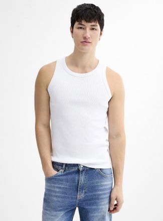 Le 31 Mens Finely ribbed stretch Tank Top Slim fit