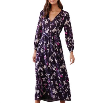 Bella Dahl Womens Smocked Back Maxi Dress In Floral Plum Print