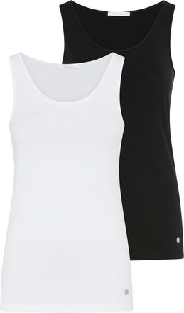 Tamaris Tanktop TAMARIS, Damen, Gr. 34, schwarz-weiss (schwarz, wei&szlig;), Single Jersey, Obermaterial: 95% Baumwolle, 5% Elasthan, unifarben, Basic, figurbetont 