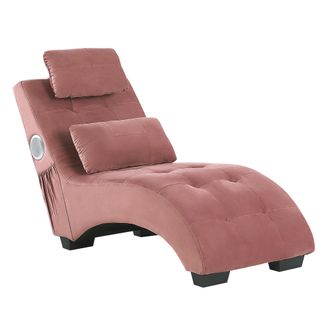 Beliani Chaise Longue De Terciopelo Rosa Altavoz Bluetooth Puerto Usb Moderno Sala De Estar Simorre