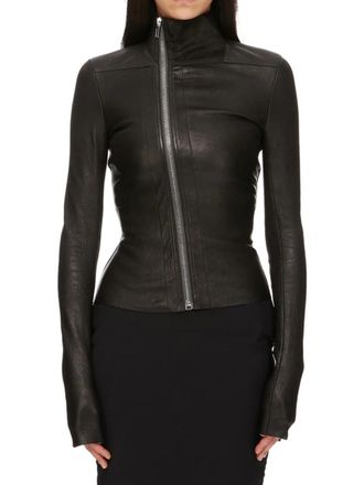 Rick Owens Gary Black Fitted Leather Jacket