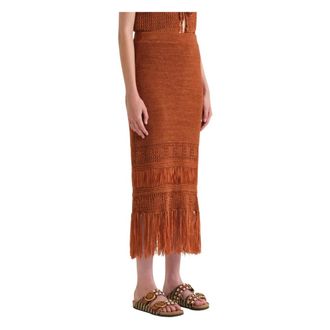 Maliparmi Midi Skirts, female, Brown, Size: S Gonna Midi in Maglia