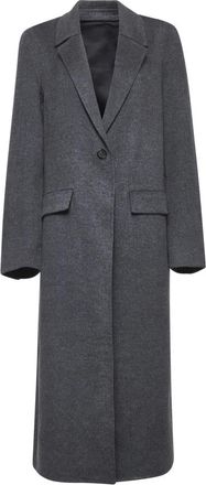 Toteme Grey Wool Coat Single-Breasted Lapel Collar - female - Tot&ecirc;Me - Single-Breasted Coats - Gray - S - Coats