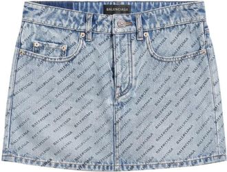 Balenciaga Light Blue Logo Miniskirt