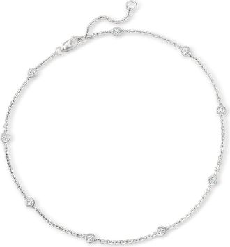 Ross-Simons Diamond Station Anklet in Sterling Silver