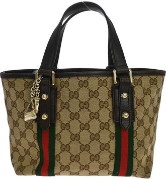 Gucci Jolicoeur Pochette Gg Canvas And Leather Beige Canvas Handbag (Pre-Owned)