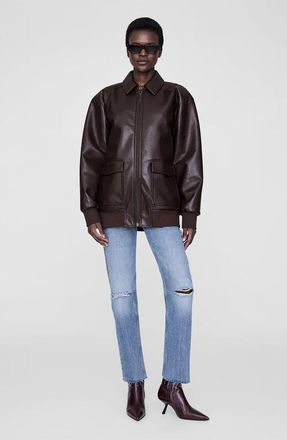Anine Bing Kelanie Recycled Leather Jacket in Deep Brown at Nordstrom, Size Xx-Small