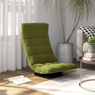vidaXL Silla De Suelo Giratoria De Terciopelo Verde Claro Vidaxl